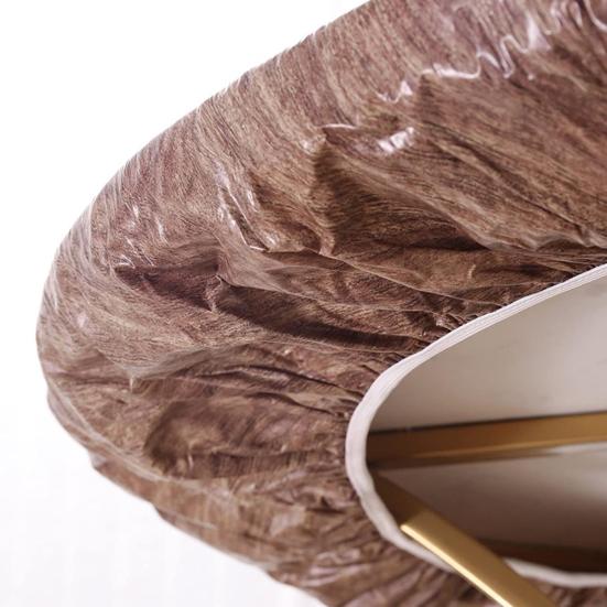 Přiléhavý kulatý potah na stůl Vodotěsný Olejivzdorný Ubrus s elastickými okraji Dřevo