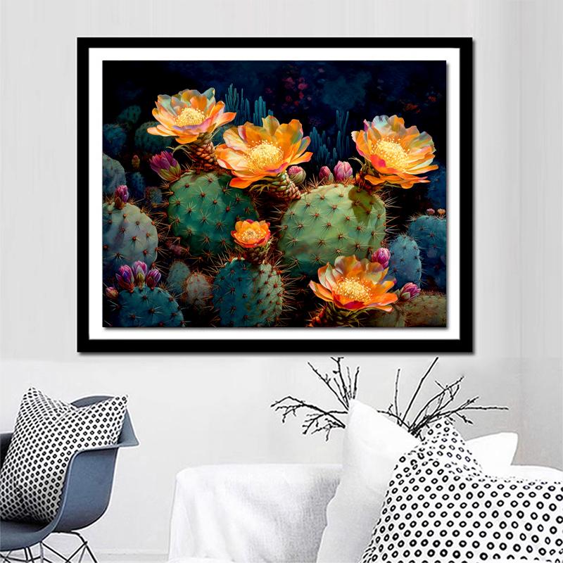 5d DIY Diamond Painting Cross Stitch Cactus Flowers Diamond Embroidery Mosaic Full Round Drill Home Decor Arts