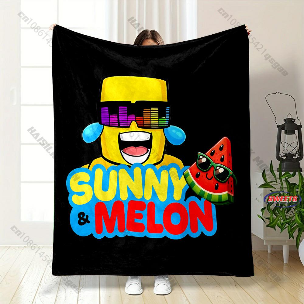 6 Sizes Funny S-Sunny and Mel0n Theme Printed Blanket for Son Daughter Husband,Room Sofa Chair Nap Blanket All Seasons Available
