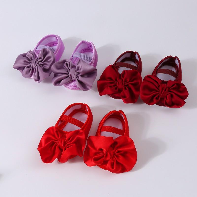 Infant Shoes Baby Bowknot Decoration Princess Shoes Solid Color Kids Shoes For 0-1 Year