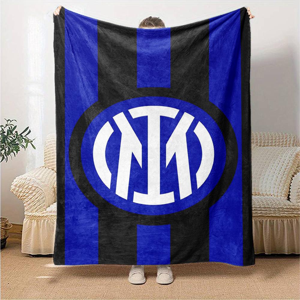 Inter Milan Theme Printed Blanket - Perfect for Couch, Bed, Travel & Outdoor Use | Machine Washable, Cozy & Durable.