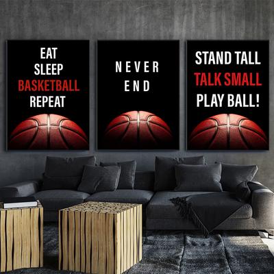 Vintage Basketball Quote Poster Canvas Painting Never End Motivational Sport Wall Picture For Fan Living Room Home Decoration