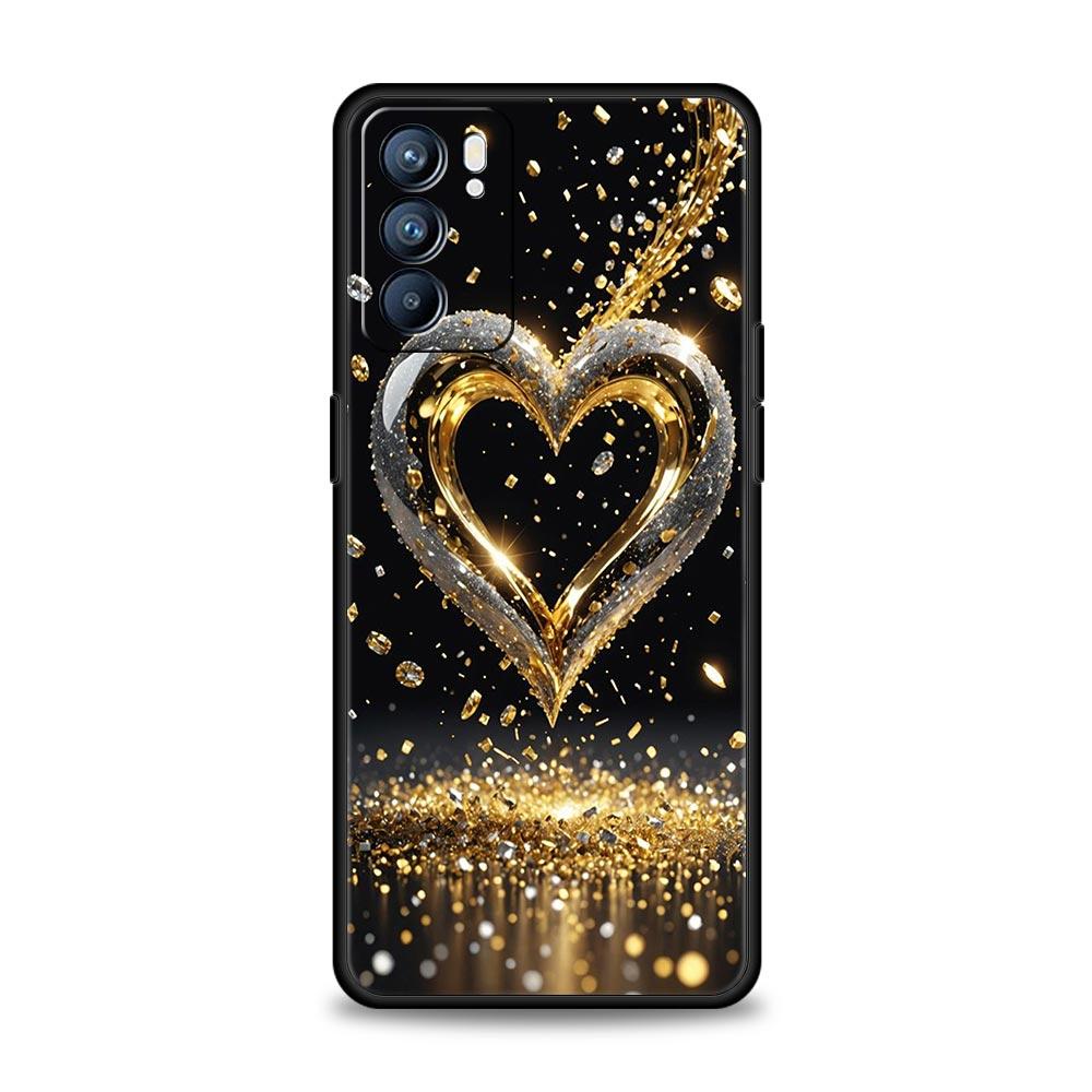 Colored Love Heart Printed Phone Case For Oppo A17 A31 A54 A57 A78 A79 A98 Find X5 X6 Reno 6 7 8 10 11 12 13 F Pro 5G Soft TPU