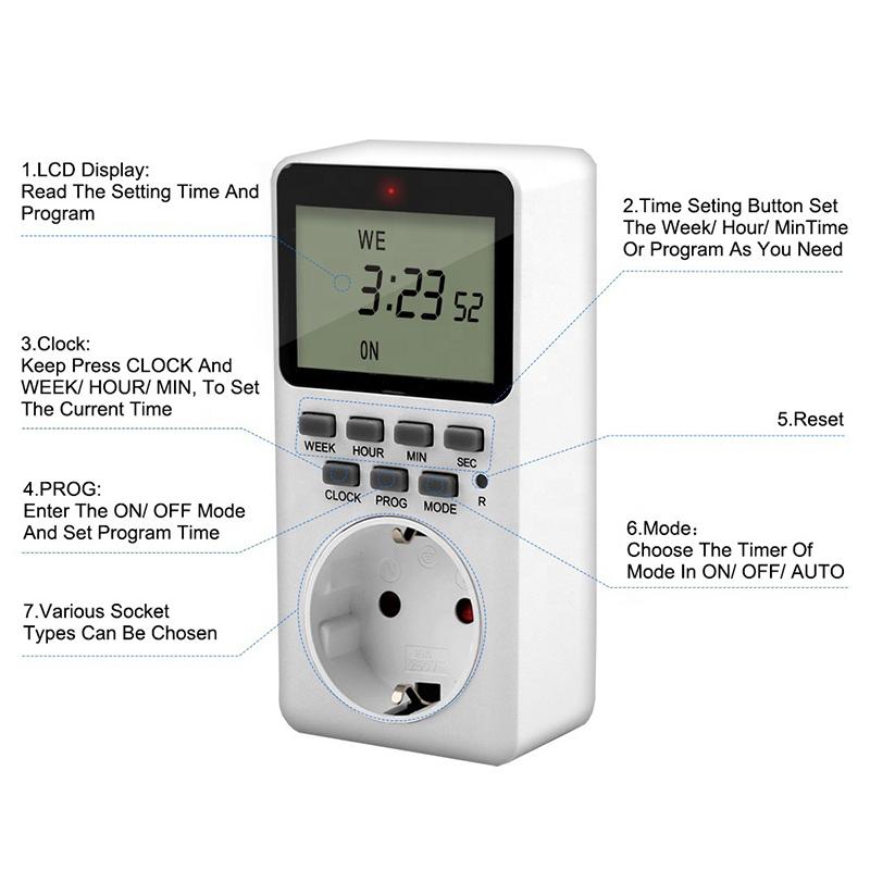 20 Group Setting EU US UK Plug Electronic Digital Kitchen Timer Switch Outlet Week 12/24 Hour Cyclic Program Timing Socket3