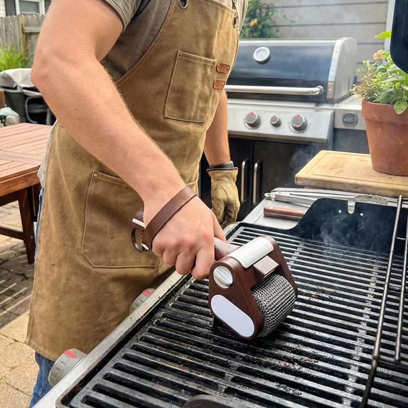 Electric Stainless Steel Roller Barbecue Grill Cleaner With Led Lights, Detachable Rollers, And Reusable Barbecue Cleaning Brush