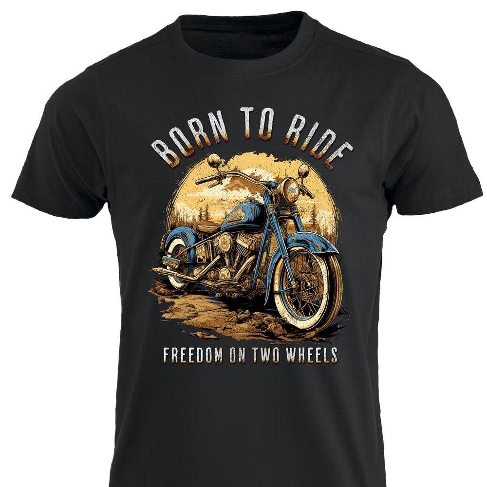 Born To Ride Freedom On Two Wheels Motorcycle T-shirt Motorbike Bike Chopper Motorcycle Tee Cafe Racer Biker Tshirt Biker Dad Biker Grandpa XS