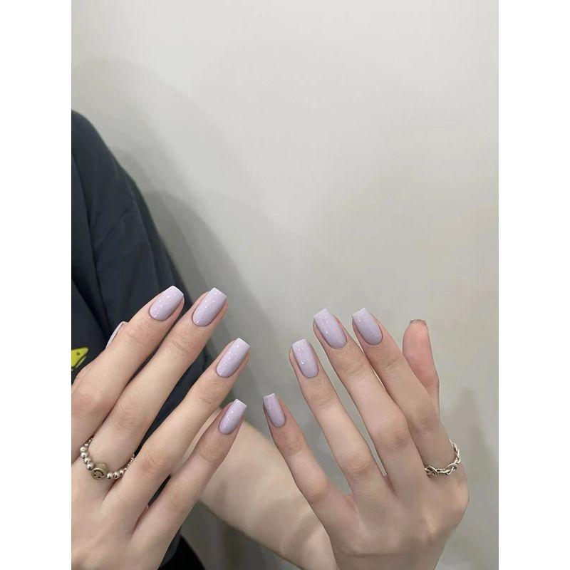 

Ношение брони Короткий и средний стиль Минималистичный Причудливый Белый Чистый цвет Ручная работа Готовый продукт Наклейки для ногтей Летние Водонепроницаемые Накладные ногти Taro purple L code