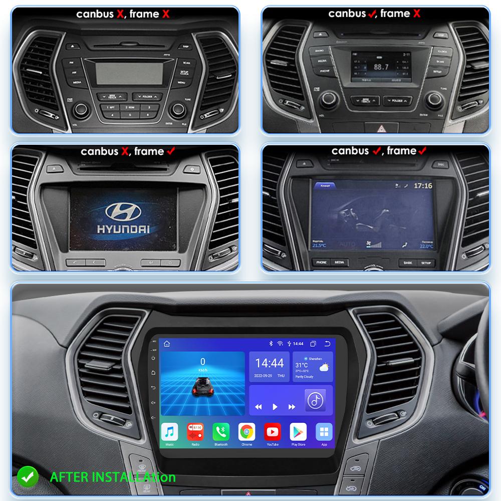Carplay 4G-LTE 2 Din Android 12 Autorádio Multimediální video přehrávač pro Hyundai Santa Fe 3 2013-2017 IX45 Navigace GPS Stereo BT inteligentní obrazovka