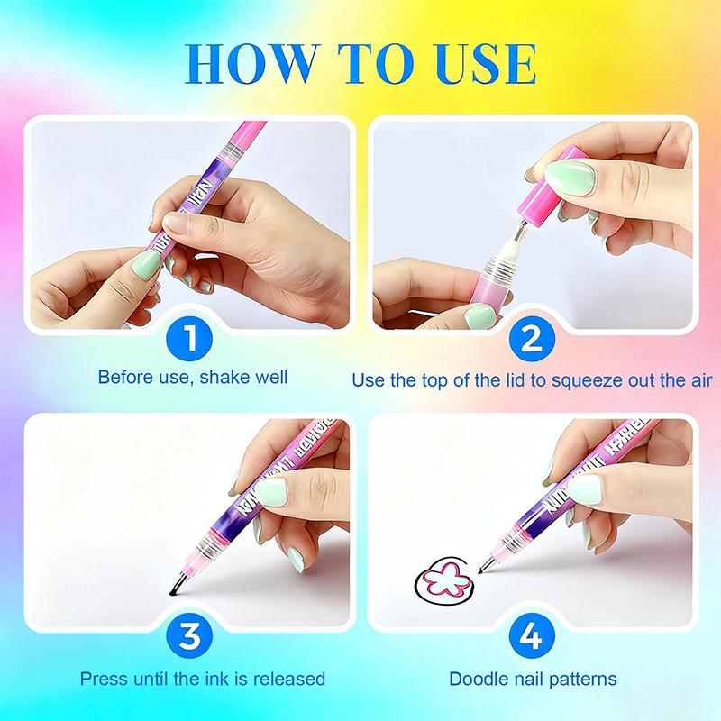 3D Nail Art Tužky DIY Sada 12 Barev Nail Marker Tužky Graffiti Tečkování Kreslení Malování Liner Tužka Rychleschnoucí Akrylová Barva Tužka