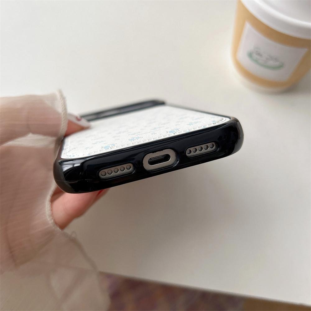 Carcasă de telefon drăguță cu flori mici, stil INS coreean, pentru iPhone 15 16 17 Pro 13 14 Pro Max 17, husă fashion din piele, carcase protectoare Funda