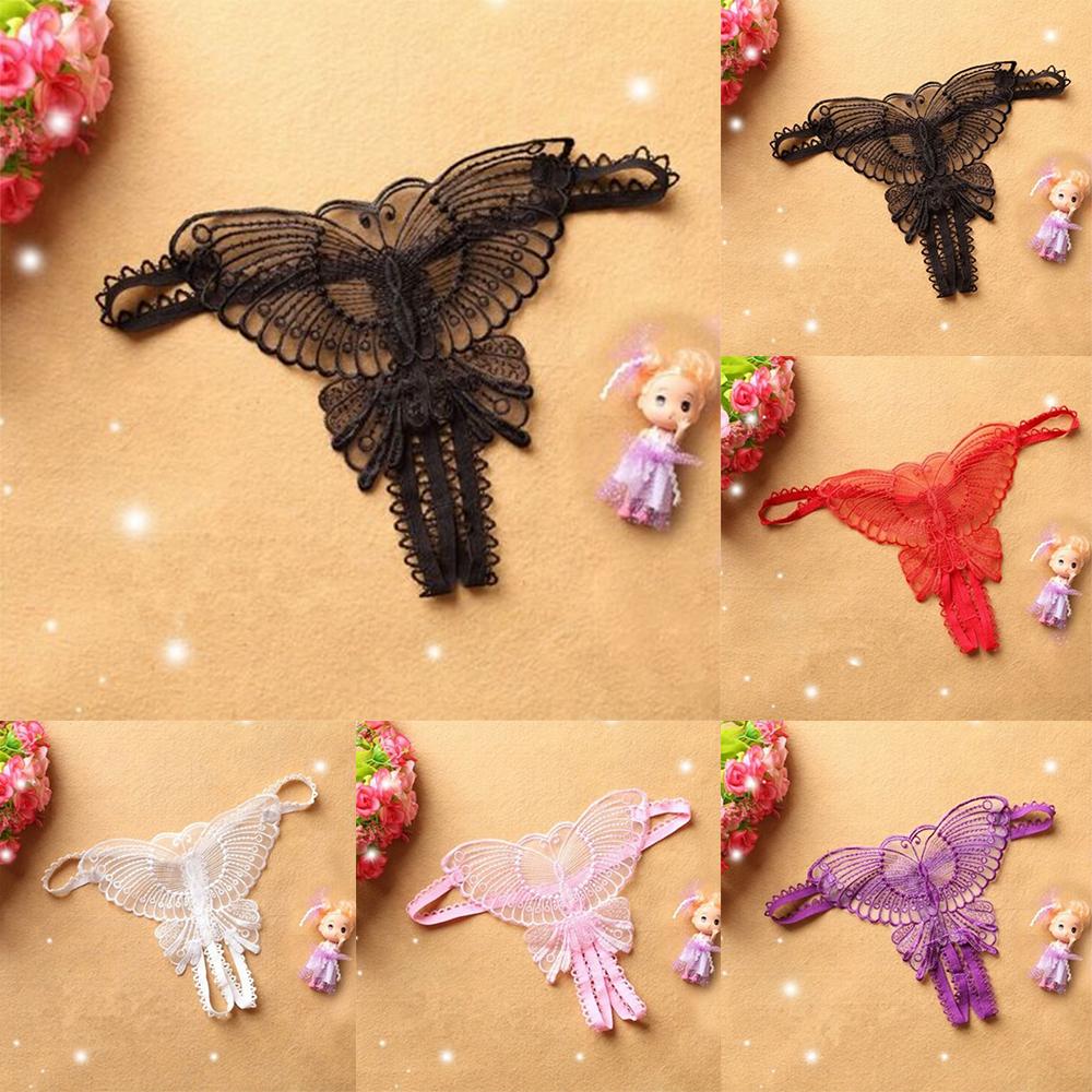 Womens Panties Butterfly G-string Lace Open Crotchles