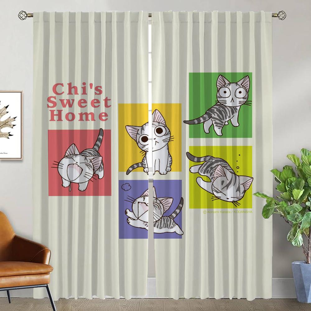 

Chis Sweet Home Shades Interior Curtains Living Room Tulle Bedroom Curtain Partition Halloween Decoration Blackout Made Of Polyester Window Treatment W100*H130(CM)-Rod Pocket&2PCS