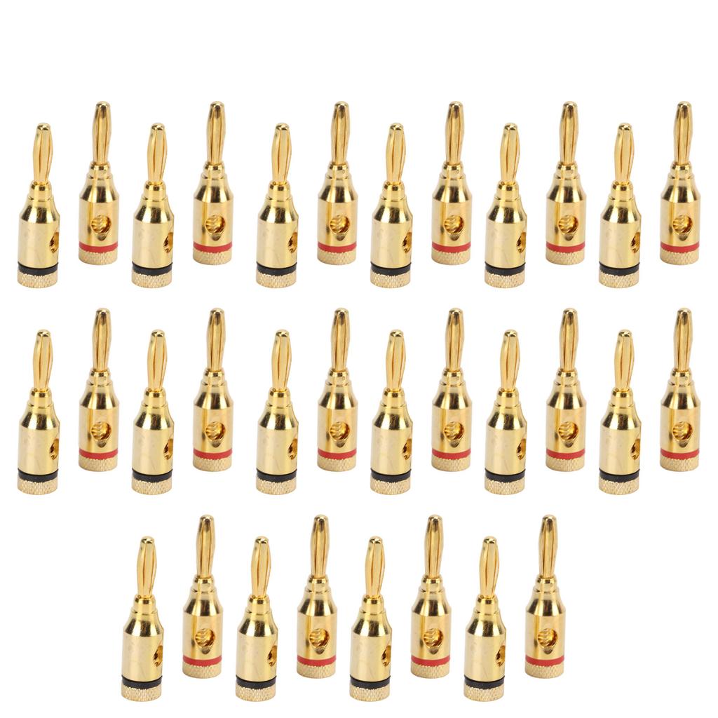 32 Stück Lautsprecher Bananenstecker Vergoldet Aluminiumlegierung Offener Schraubtyp Universell für 12 bis 18 AWG Drähte