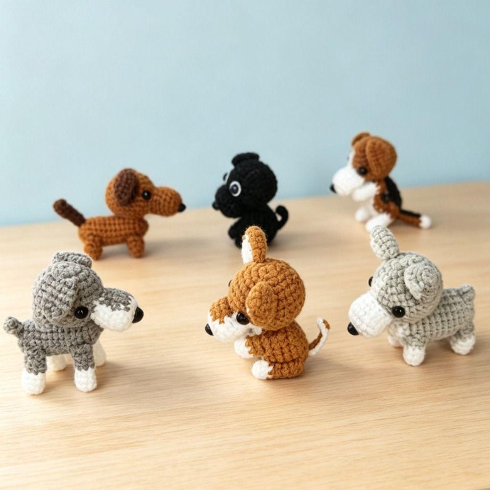 Standing Knitted Dog Animal Doll Handwoven Animal Keychain Crochet Dog Friends Gift