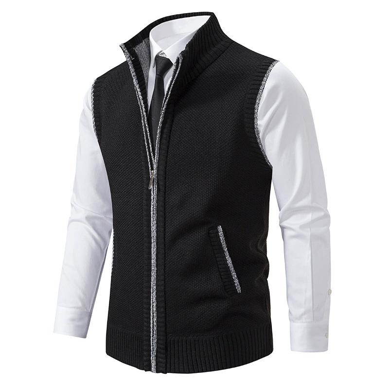 Casual Men's Vest, Vest, Camisole, Vest, Stand Up Collar, Sleeveless Knit, Casual, Thick, Autumn and Winter