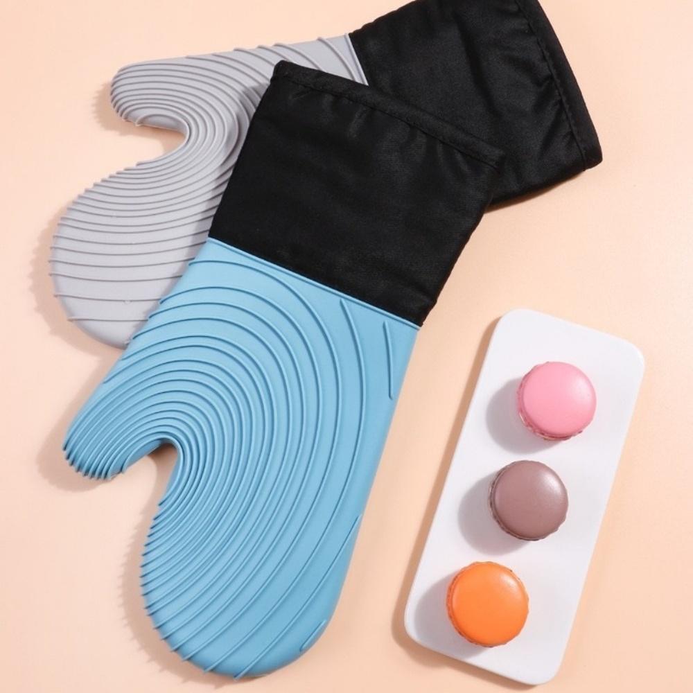 Silicone oven heat insulation gloves, suitable for cooking, baking and grilling, extended style, BPA-free, easy to clean, flexib