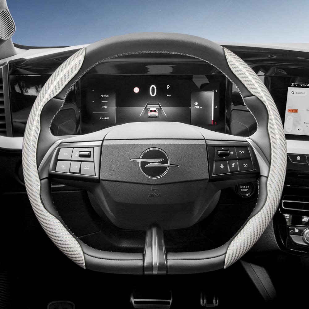 Geeignet für Opel Carbonfaser-Textur Lenkradabdeckung mit segmentiertem Schnellverschluss-Design, Langlebig, für Modelle wie Corsa, Mokka, Astra
