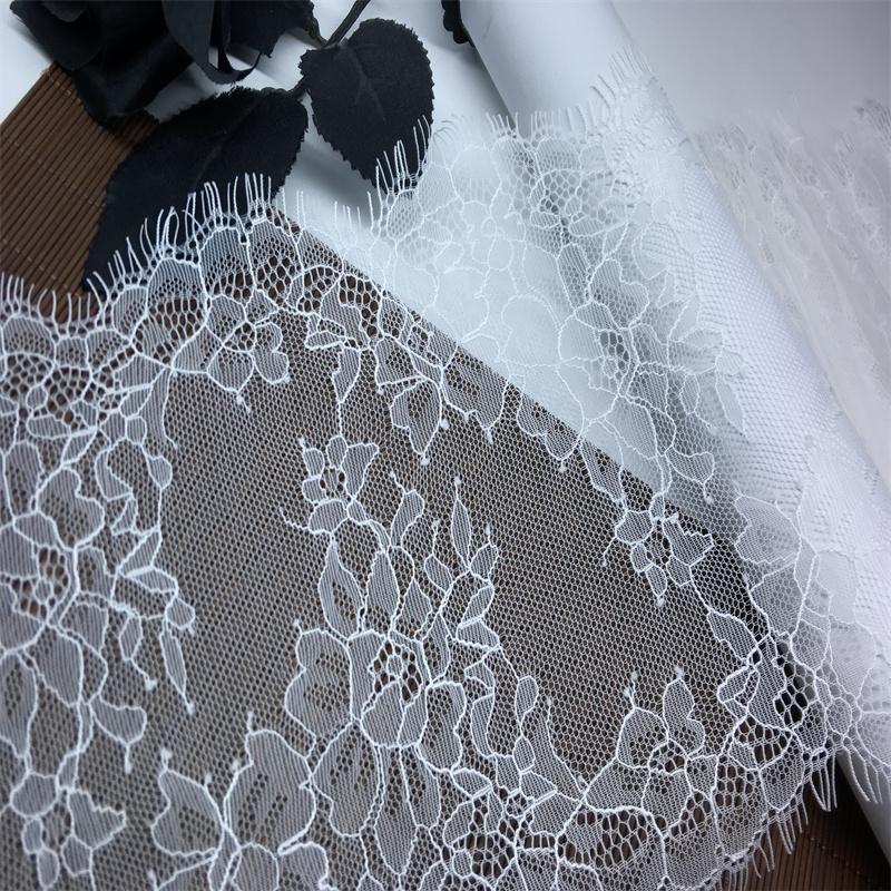 ( 2 Colors ) 3m X 17.5cm Chantilly Lace, Non-stretch Eyelash Mesh Lace Trim for Lingerie, Bra, Underwear, Lingerie, Dress, Garment, Sewing & Crafting