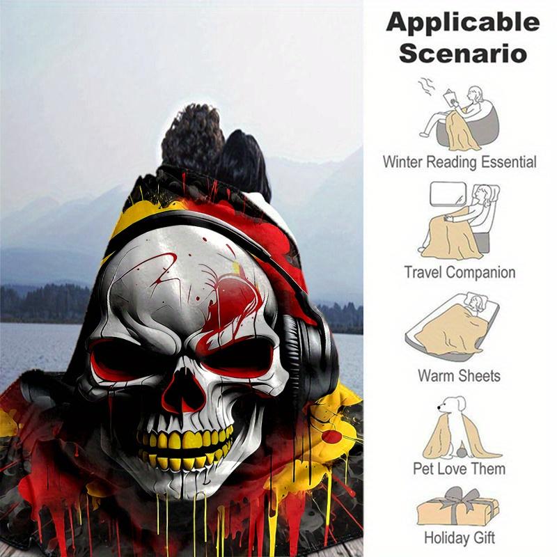 1pc Headphones of Death Soft, Decorative Blanket, Living Room, Travel, Camping, Car Blankets, Beach