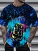 Mens Red Black Split Evil Smiley Face Print TShirt Casual Crew Neck Short Sleeve Cool Streetwear Graphic Tee