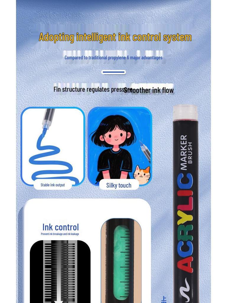 Waschbare Acrylmarker mit weicher Spitze – DIY-Glasvase & Aquarellstifte