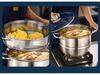 11-Piece Stainless Steel Soup and Steamer Pot Set, Large Sizes 28-36cm for Export Kitchen Cooking