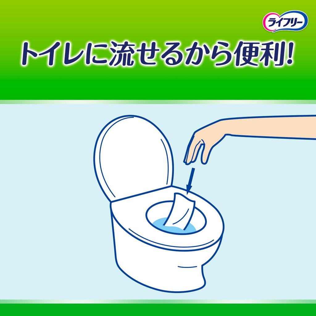 Lifree Baby 432 Wipes Wipes X 6 Made In for Adults and Seniors Easy-to-Use Wipes, Flushable, (72 Packs), Japan,