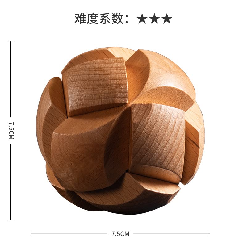 Kongming Puzzle Wooden Puzzle Time Killer 3D Puzzle Stress Relief Toy Set with Strategy Guide BM-STORE (Six Types)