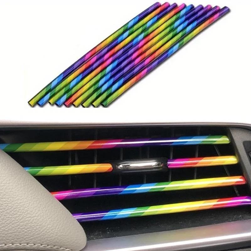 10Pcs Car Air Conditioner Decoration Strip for Vent Outlet, Universal Waterproof Bendable Air Vent Outlet Trim Decoration
