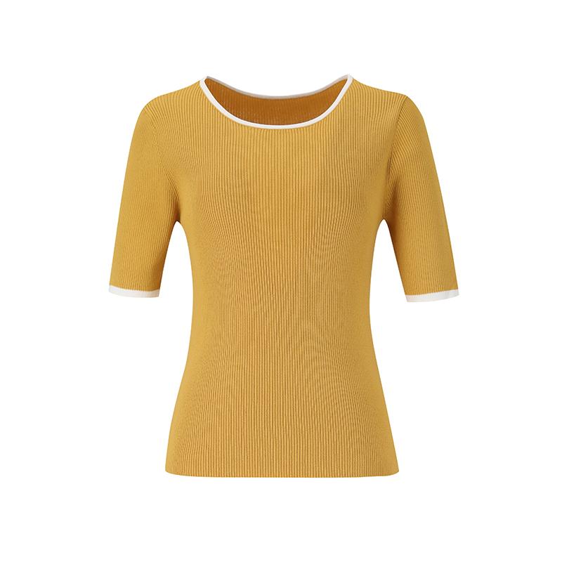 SOUP Color Block Point Short Sleeve Sweater (Sz7Sk30)