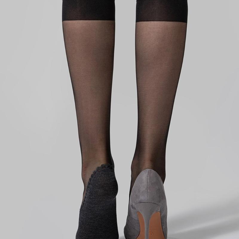 Women Knee Highs Stockings,Reinforced Toe,Sheer Nylon Socks Calf Stockings Antis Slip Cotton Soles Sheer Pantyhose