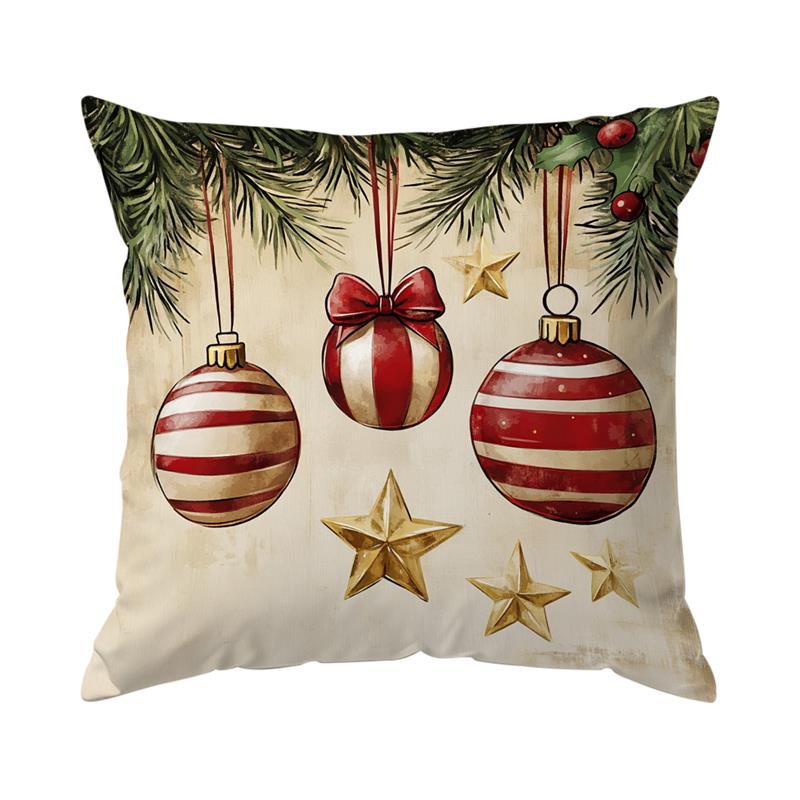 Vintage Christmas Decor Cushions Pillowcase Printed Polyester 45X45Cm Throw Pillow Cover Decorative Sofa Cushion Pillowslip