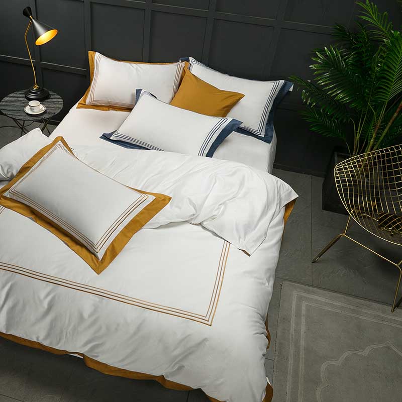 WTEMPO Home Textile Bedding Simple Fresh Air Cotton Set Of 4pcs Bed Linings Duvet Cover Set Bed