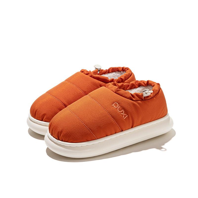 Simple Cotton Thermal Bag and Non-slip Cotton Shoes Comfortable Plush Home Platform Slippers Down Cloth Cotton Shoes