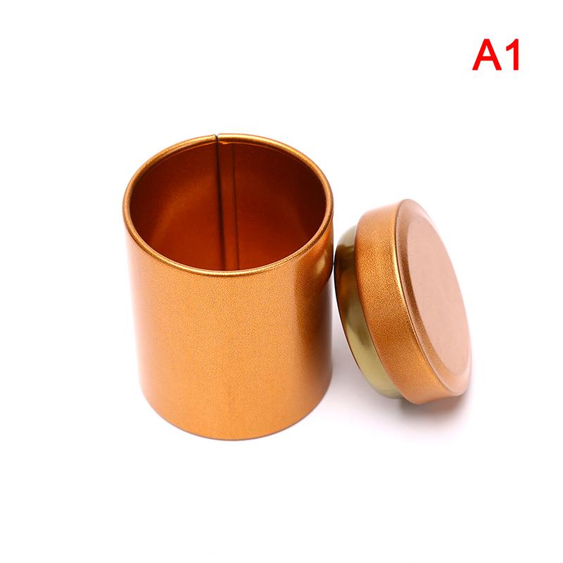 1 st 60 ml Mini Bärbar Rese Te Lufttät Liten Läckagesäker Behållare Stash Burk Metall Aluminiumburkar 65*45 mm 3 Färg Godis Förvaringslåda
