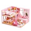 Puppenhaus Bausatz 3D Holz Mini Puppenhaus Montage Gebäude mit Möbelbausatz Spielzeug Kinder Geburtstagsgeschenk 3D Puzzle Handgefertigt