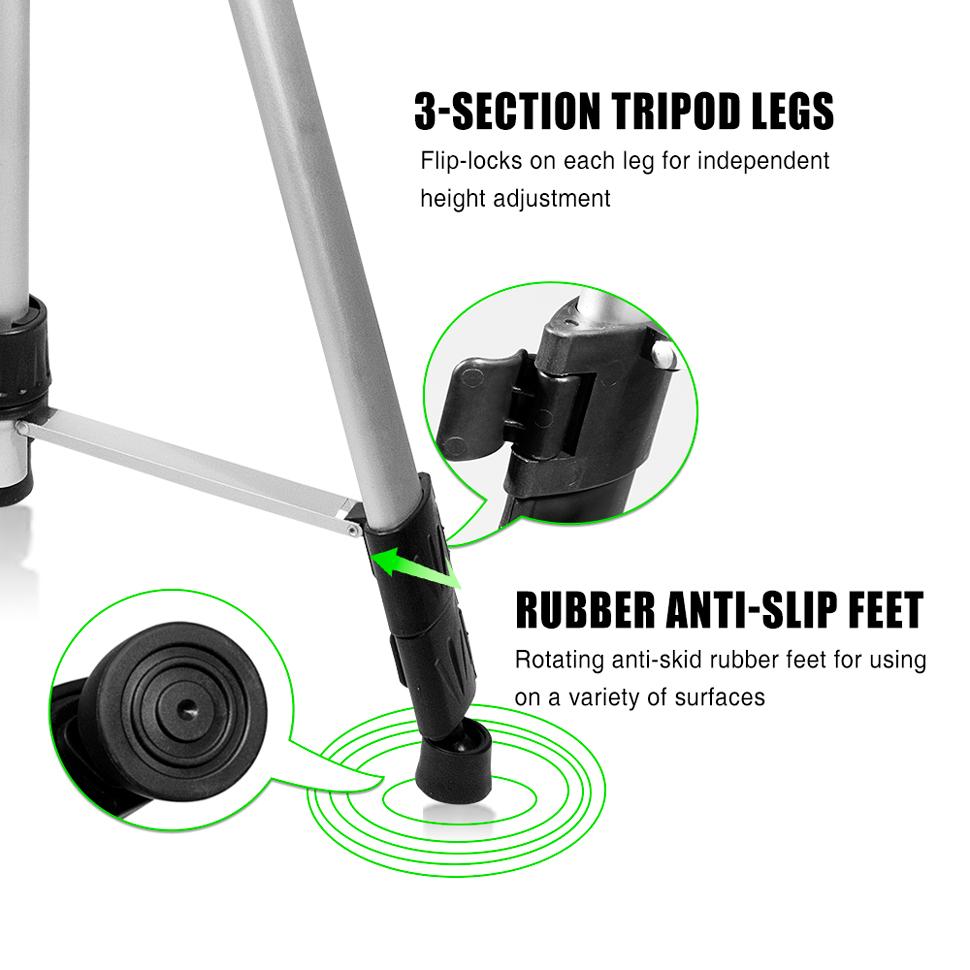 Slash Funktionaler Laserlinienadapter mit 5/8-Zoll-Gewinde-Drehgelenk und beschichtetem Aluminium. Stativ für 1,5 m Max. Höhe