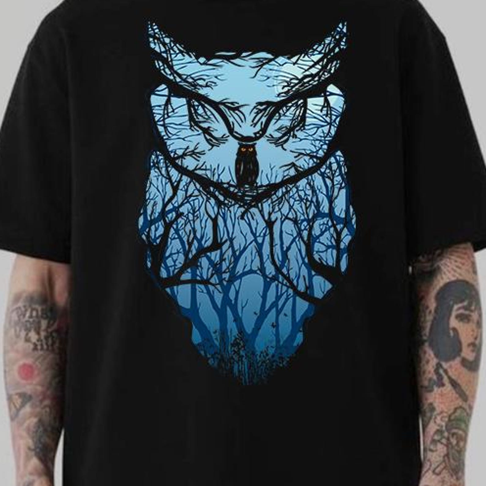 Owls, Nature, Birds , Unisex Cotton Blend T-Shirt: Soft & Lightweight M