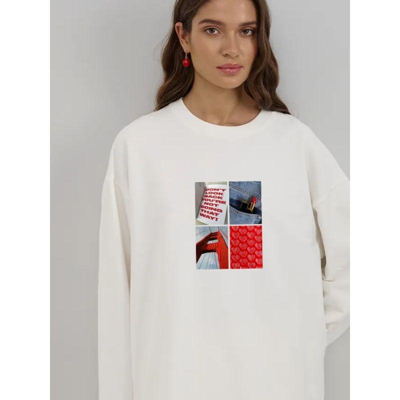Western Style New Fashion Casual Loose Print Long sleeves Shirt Top Loose Long Sleeved Top