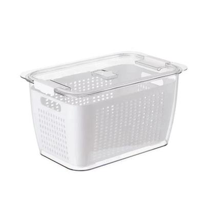 Draining Basket 2 Layer Japanese Style Kitchen Refrigerator Vegetable Storage Box with FilterWhite