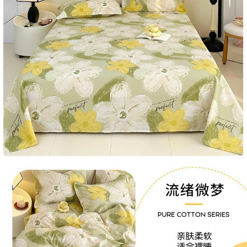 100% Cotton Single Bed Sheet Set Lightweight Breathable Student Dorm Bedding With Pillowcase Stripe