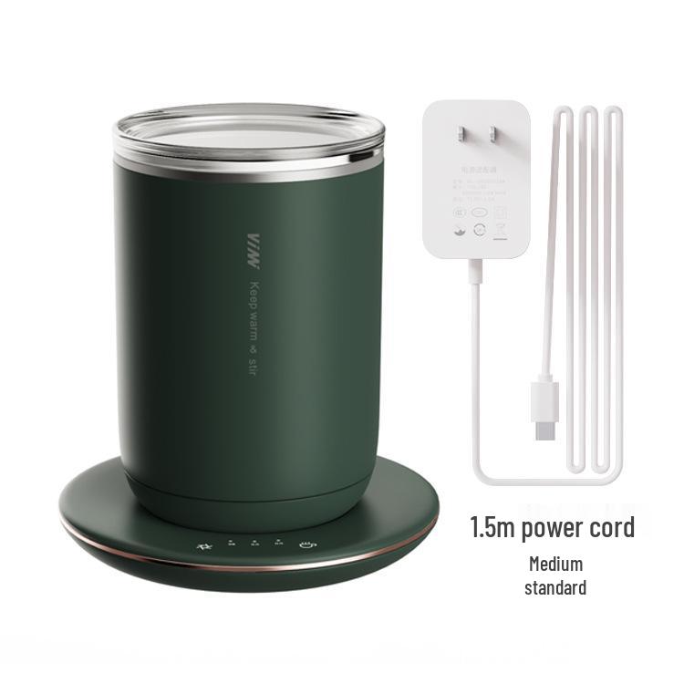 Tazza Riscaldante Magnetica Auto-Mescolante 2-in-1 in Acciaio Inossidabile con Controllo Intelligente della Temperatura e Design a Doppia Parete