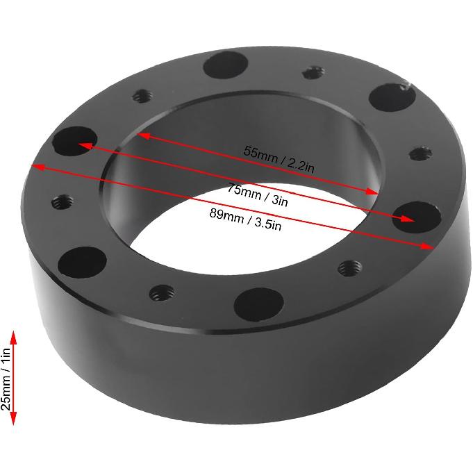1in Steering Wheel Spacer 6 Hole Hub Aluminum Alloy Heighten Increased Pad Adapter Automotive Wheel adapters and spacers Application