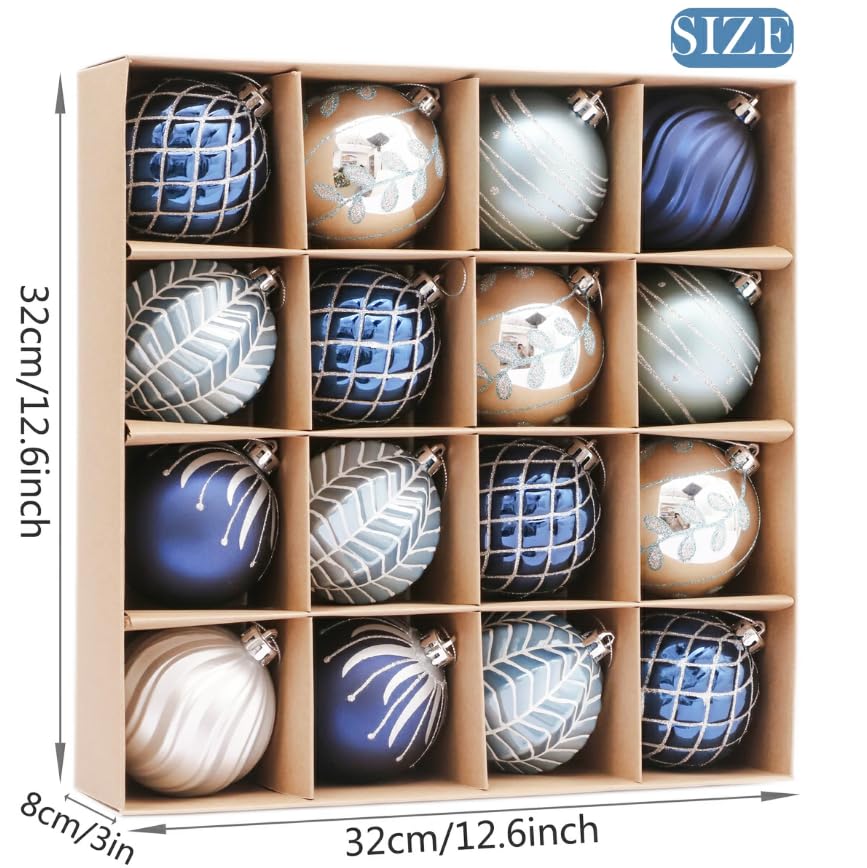 Valery Madelyn Christmas Christmas Tree Pack of Silver and Blue Christmas Ball Stylish and Popular Trendy Christmas Tree Decorations Ornaments,