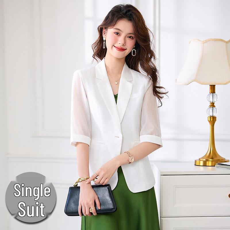 

Женский профессиональный атласный костюм-двойка: блейзер и платье - Осенняя коллекция S