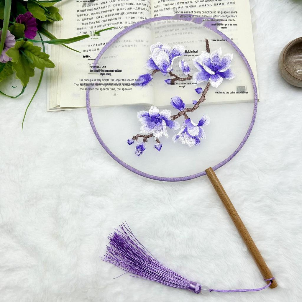 Ancient Style Single-Sided Suzhou Embroidery Dance Fan