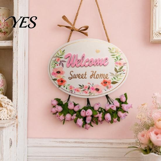 Soft Color Door Number Plate Welcome Sign for Front Door, Entrance Plate, Pastoral Rustic House Wooden Hanging Plaque Home Outdoor Wall Decor Textured