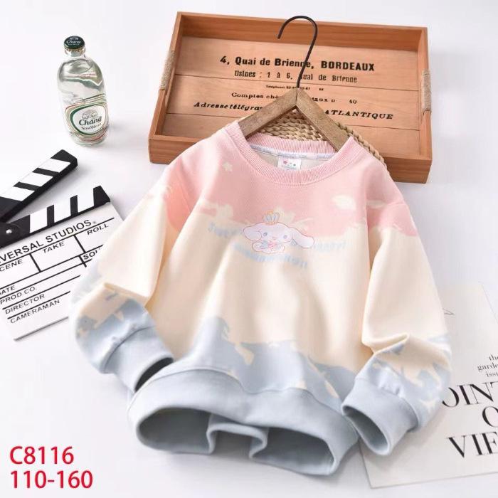 Kids Cartoon Tie Dye Long Sleeve Sweatshirt Cute Trendy Casual Top for Spring Autumn 120