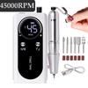 45000RPM Nail Drill Machine Portable Electric Nail File Machine Rechargeable Nail Lathe Nail Polish Gel Sander Nail Art Tools