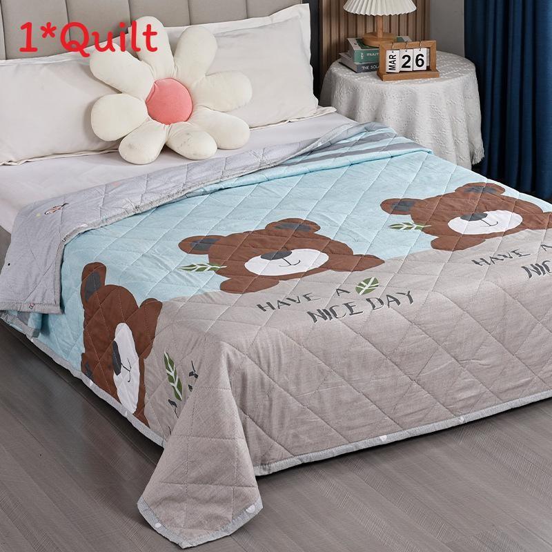 Flower Rabbit Green Leaf Print Pattern Duvet With Polyester Fill Bedroom For